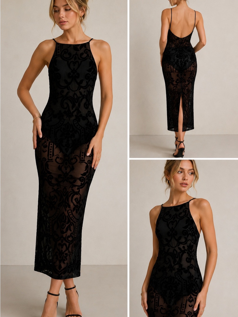 blanc black velvet burnout sheer midi dress bodysuit y2k gothic fairy whimsigoth
